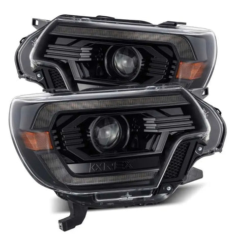 AlphaRex 12-15 Toyota Tacoma LUXX LED Projector Headlights Plank Style Alpha Black w/DRL - Truck & Automotive