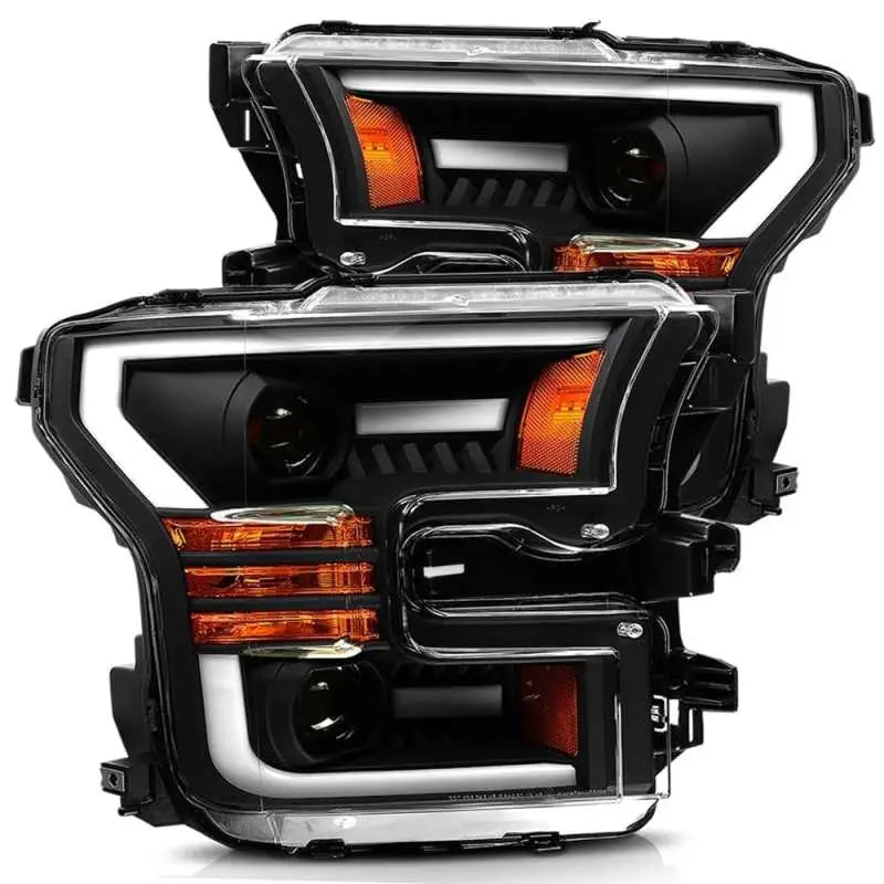 AlphaRex 15-17 Ford F-150 LUXX LED Projector Headlights Plank Style Black w/Activ Light/DRL - Truck & Automotive