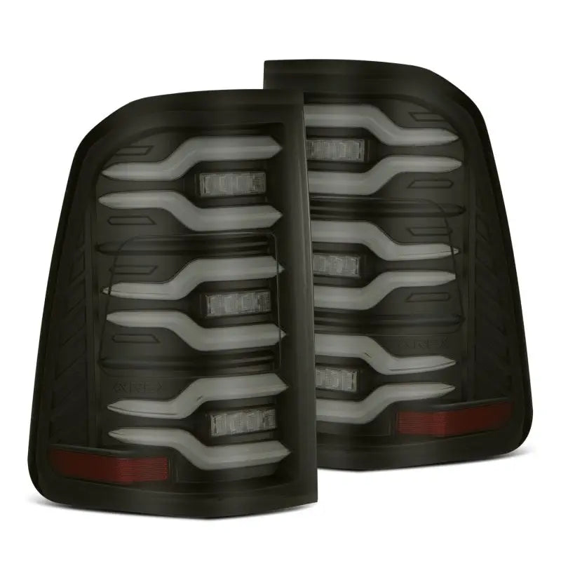 AlphaRex 19-21 Dodge Ram 1500 Luxx-Series LED Tail Lights Black w/Activ Light/Seq Signal - Truck & Automotive