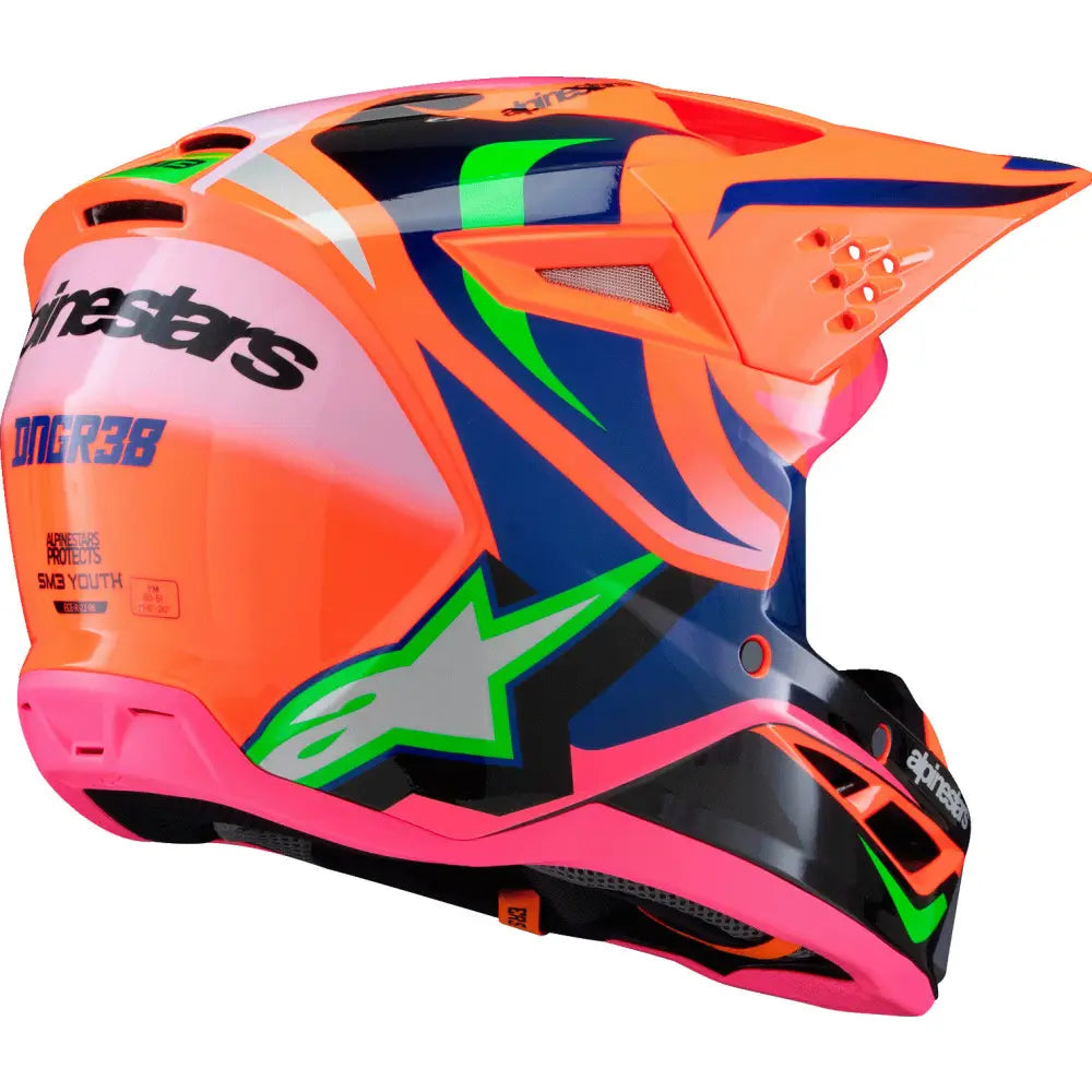 Alpinestars SM3 Youth Deegan Helmet 8301425-433-YS - Purple Youth Small Orng