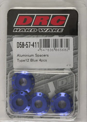 Aluminum Spacers Type 12 Blue M6x12mm 4/Pk