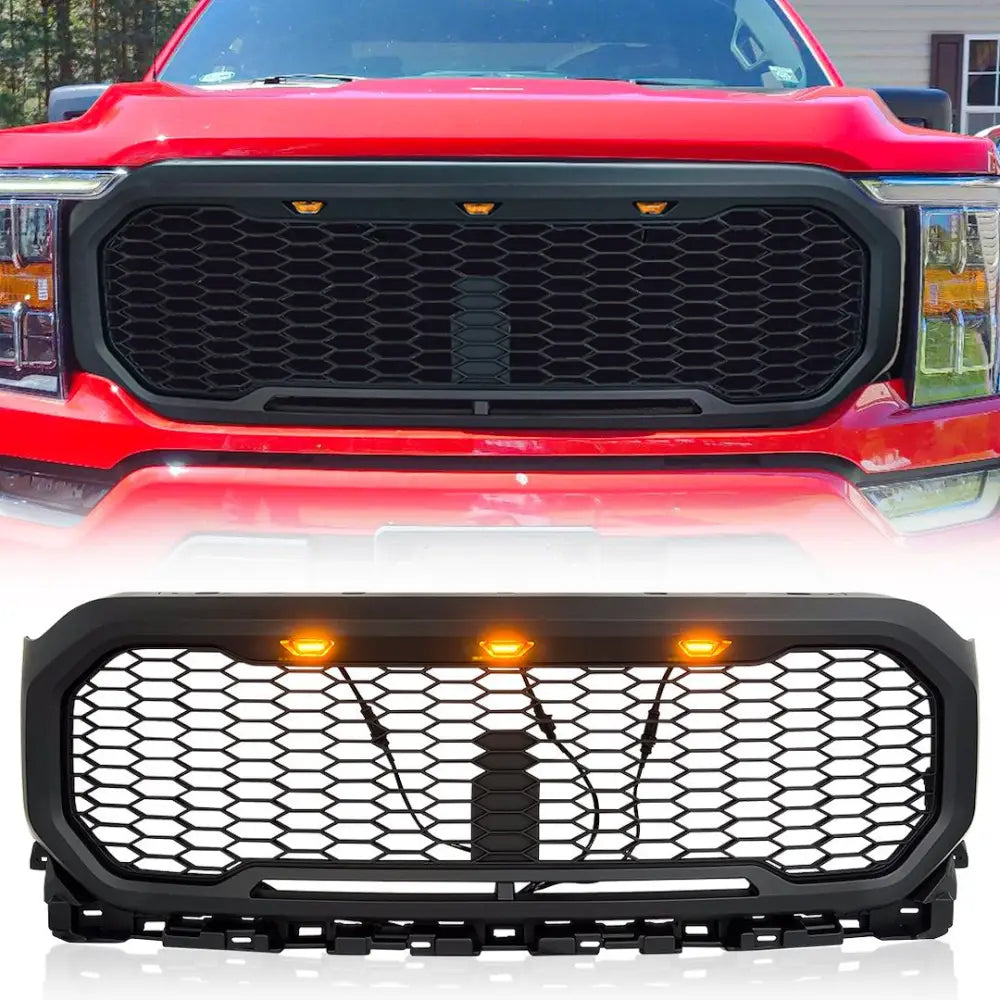 American MOD Mean Aggressive Styling Grille Amfmaa00122 - Mesh Amber Lights