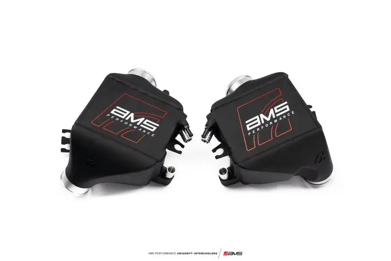 Black AMS Performance VR30 intercoolers for Nissan Z VR30 performance upgrade
