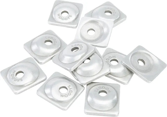 Silver-colored square snowmobile stud backers for ANG-3775-C angled digger support plate