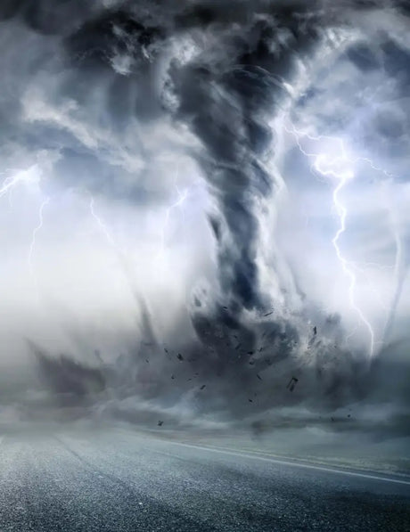 Destructive tornado with lightning behind Answer 23 Aerlite Glove Midnight Blue White Youth small