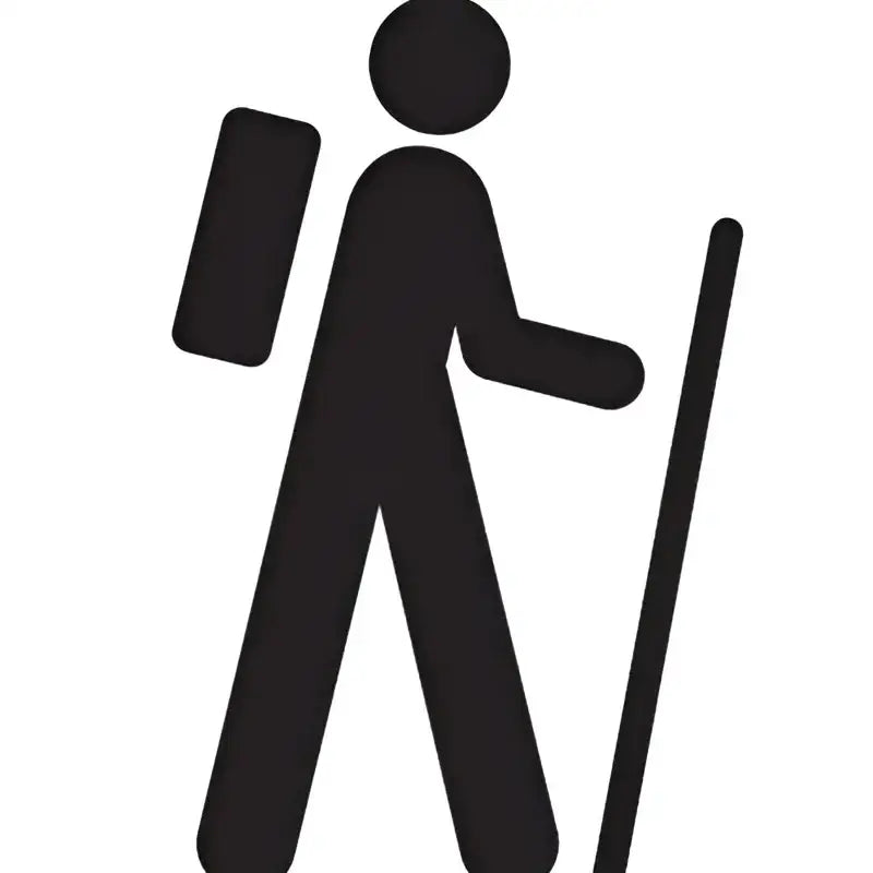 Hiking stick figure wearing Answer 23 Ascent Glove Navy White medium for outdoor adventures