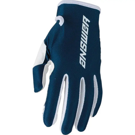 Blue and white motocross glove from Answer 23 Ascent Glove Navy White Youth Small