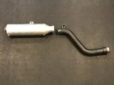 Motorcycle exhaust system with red white blue finish for cool riding looks
