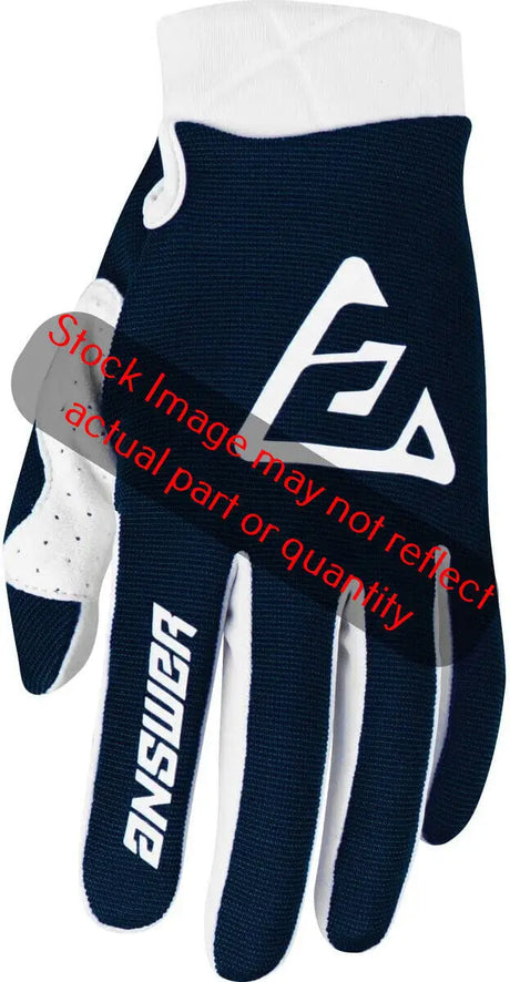Youth peak glove navy white showing motocross style, small size for kids
