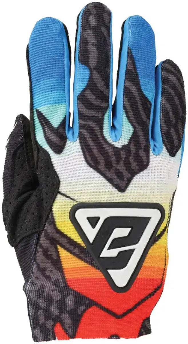 Colorful motocross glove from Answer 25 Aerlite Drip Gloves Black White Rainbow large