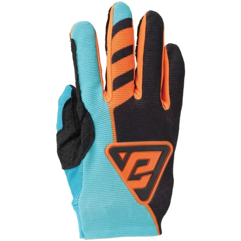 Turquoise orange black motocross glove from Answer 25 Aerlite Nitro Gloves line