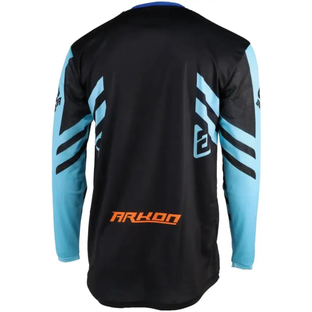 Black and light blue Arkon Nitrus jersey youth long-sleeve nitrus jersey for sports