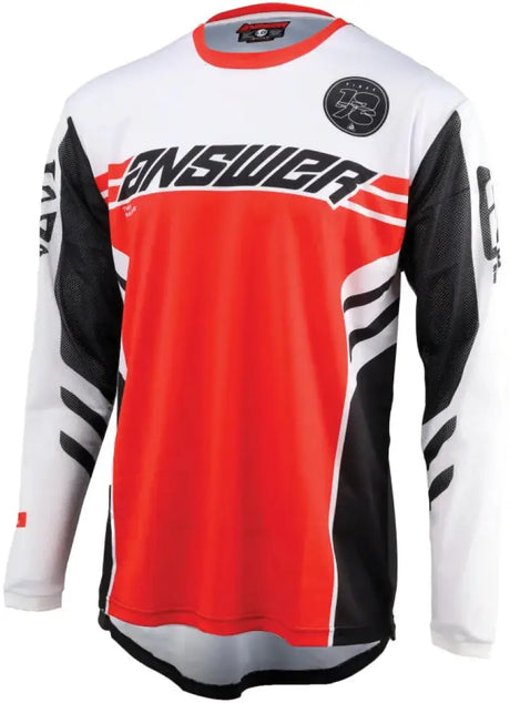 Red, white, black long-sleeved Arkon Nitrus Jersey perfect for youth motocross racing