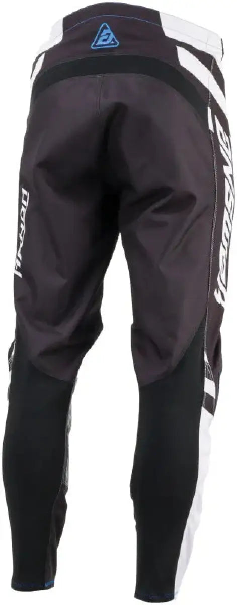 Black and white Arkon Nitrus Pants with blue logo on the back for motocross riding