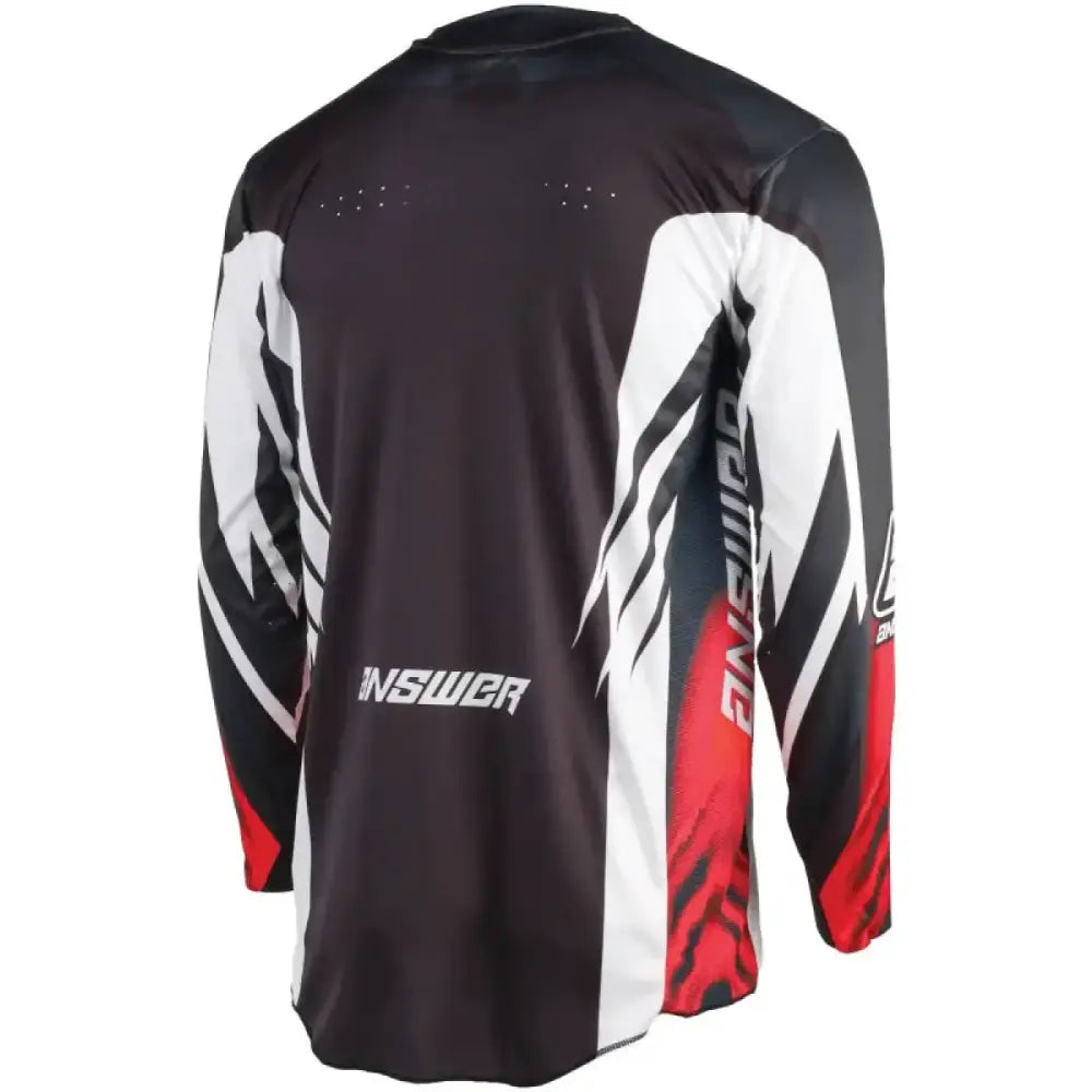 Black, white, and red long-sleeved elite xotic jersey for youth in medium size