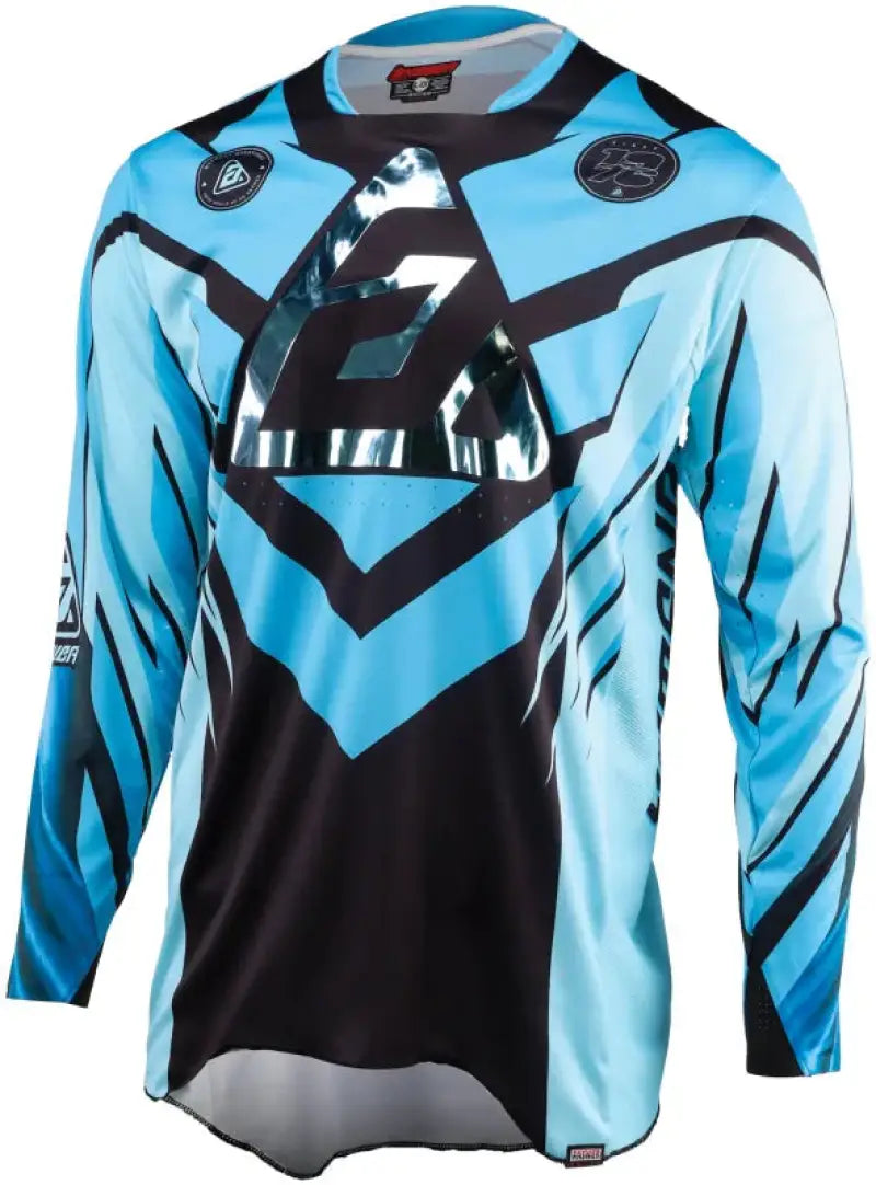 Light blue and black Answer 25 Elite Xotic Jersey Sapphire/Black 2XL with metallic logo