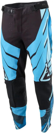 Black and blue Elite Xotic Pants with geometric patterns for motocross riding