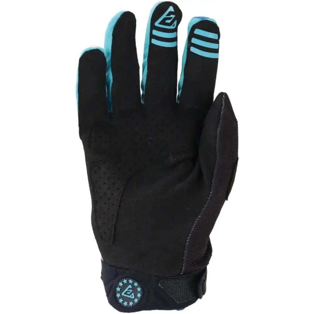 Black and turquoise Peak Flo Gloves for youth, Answer 25 Peak Flo Gloves small