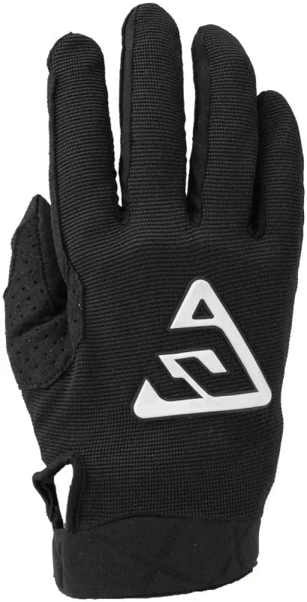 Black athletic peak gloves with white logo from Answer 25 Peak Gloves Black/White Large