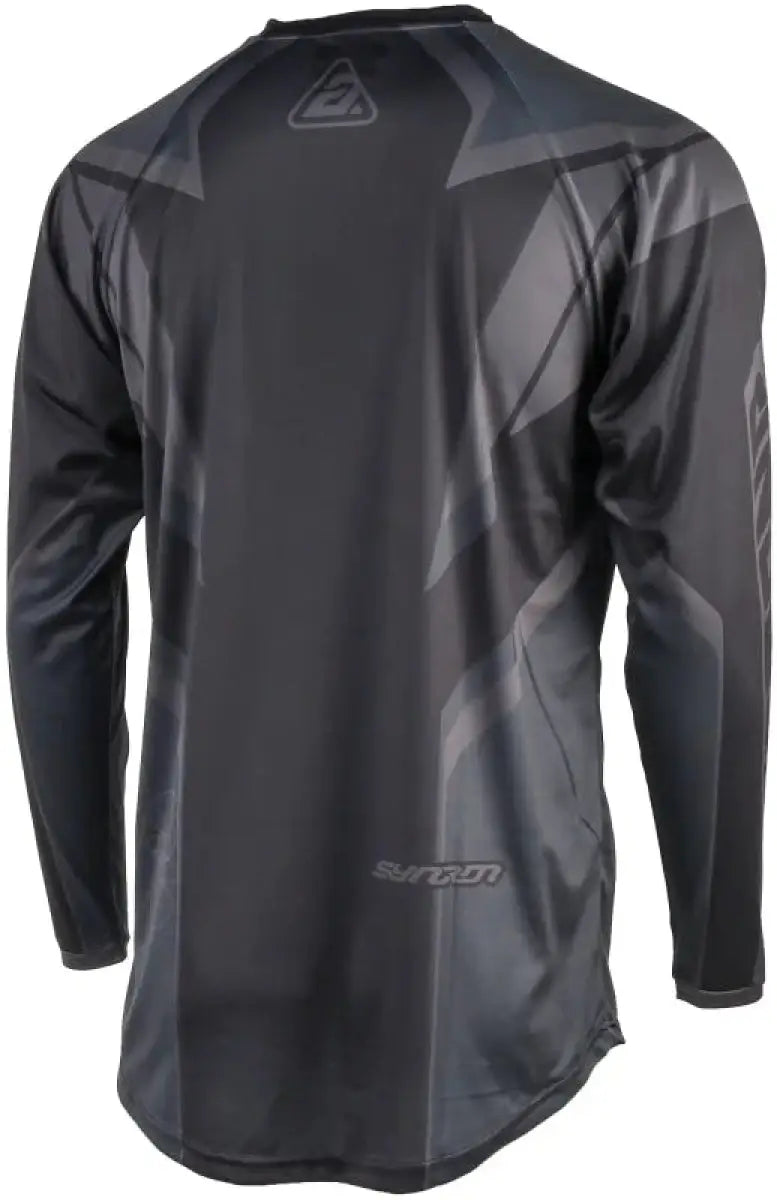 Long-sleeved Black and Gray Syncron Envenom Jersey for Youth Medium