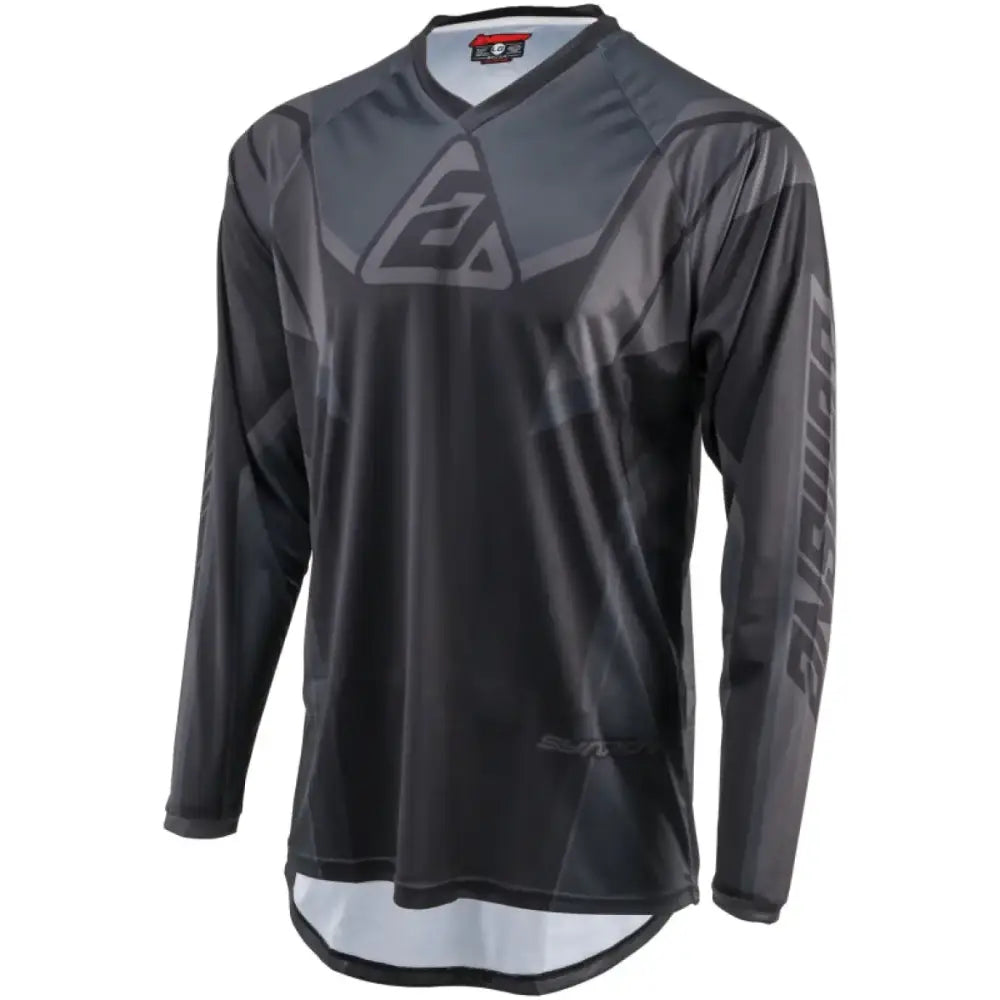 Gray and black long-sleeved Syncron Envenom Jersey youth medium for sporty look