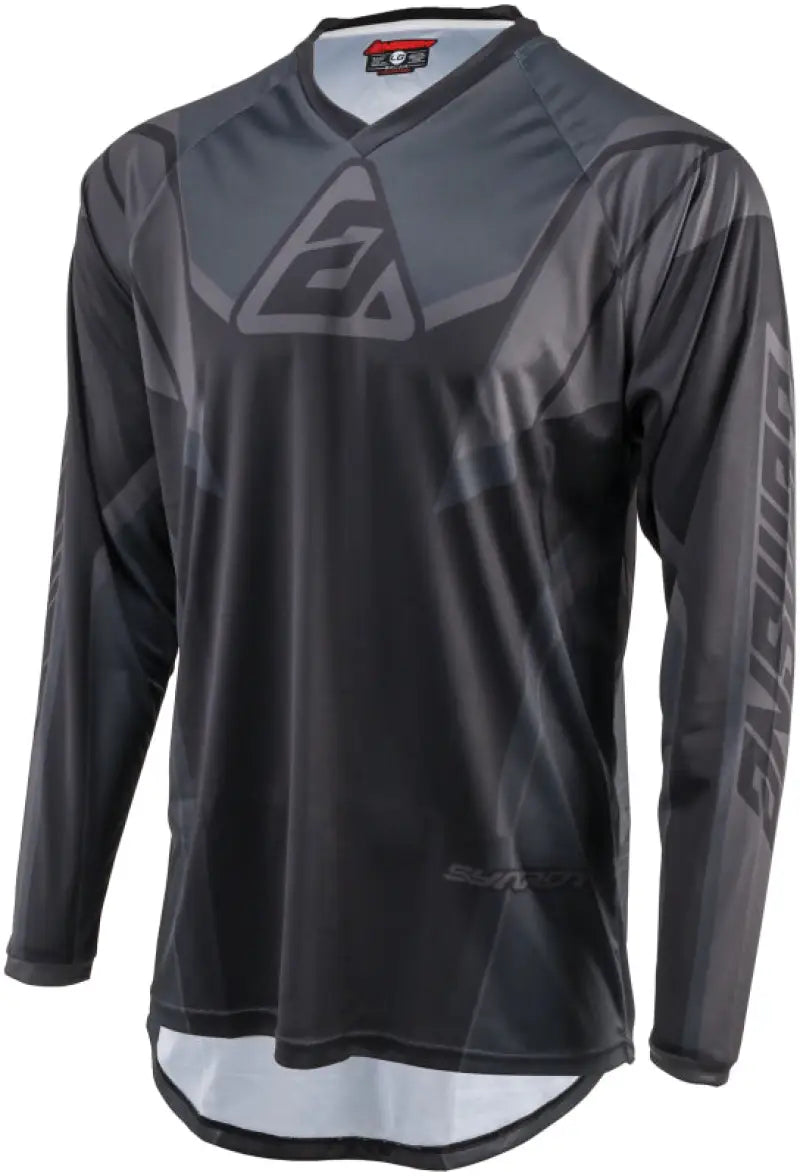 Gray and black long-sleeved Syncron Envenom Jersey youth medium for sporty look