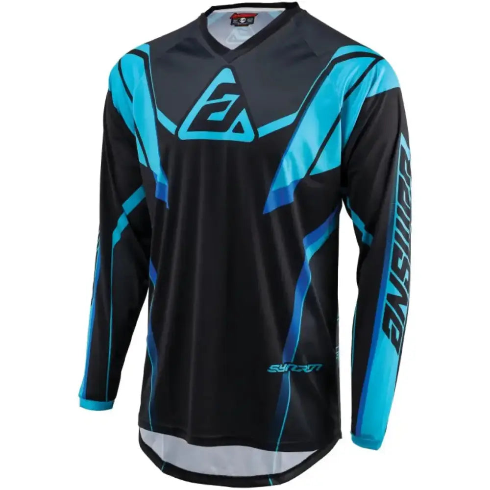 Black and blue Long-Sleeved Syncron Envenom Jersey for sports and activewear