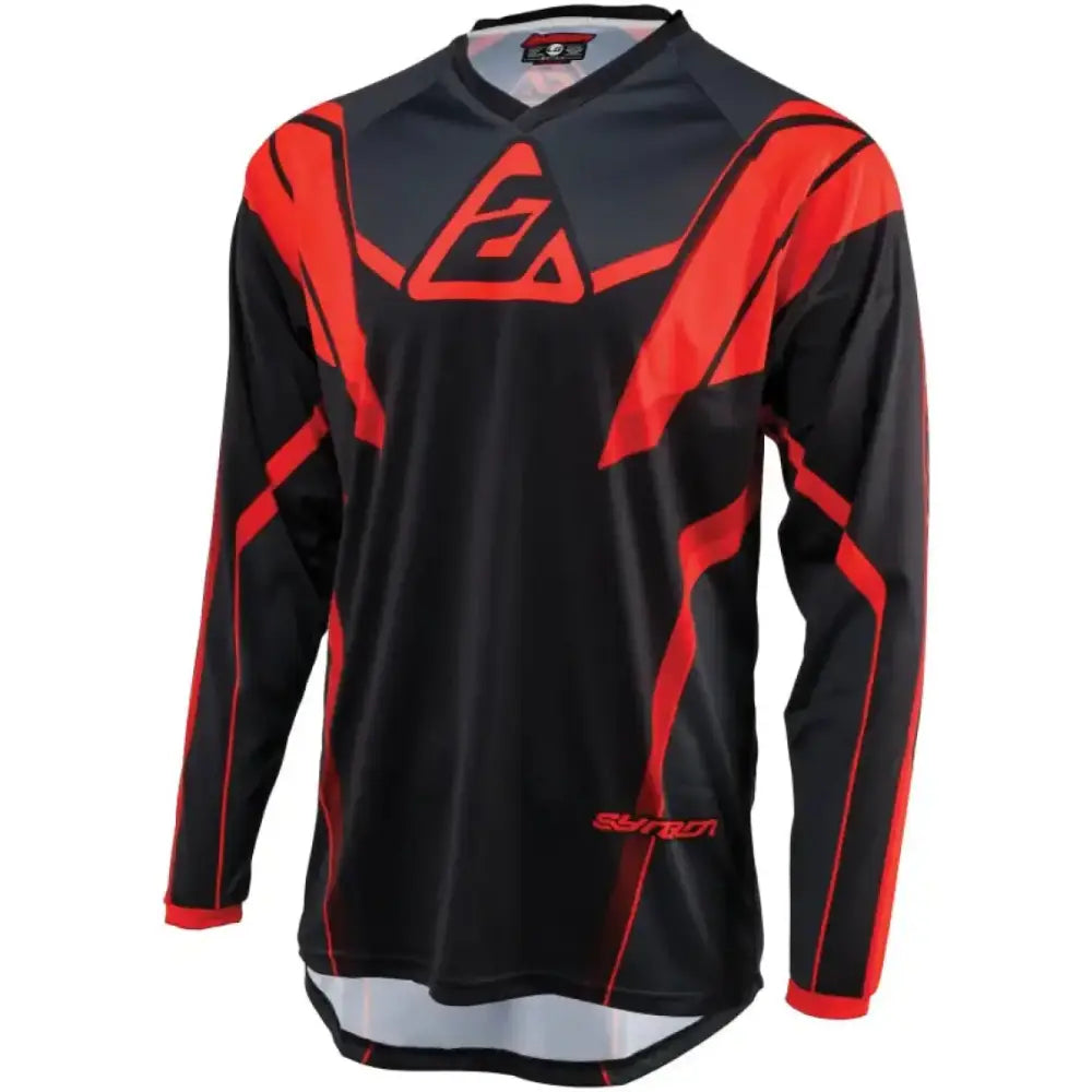 Long-sleeved black and red Syncron Envenom Jersey for youth motocross riding