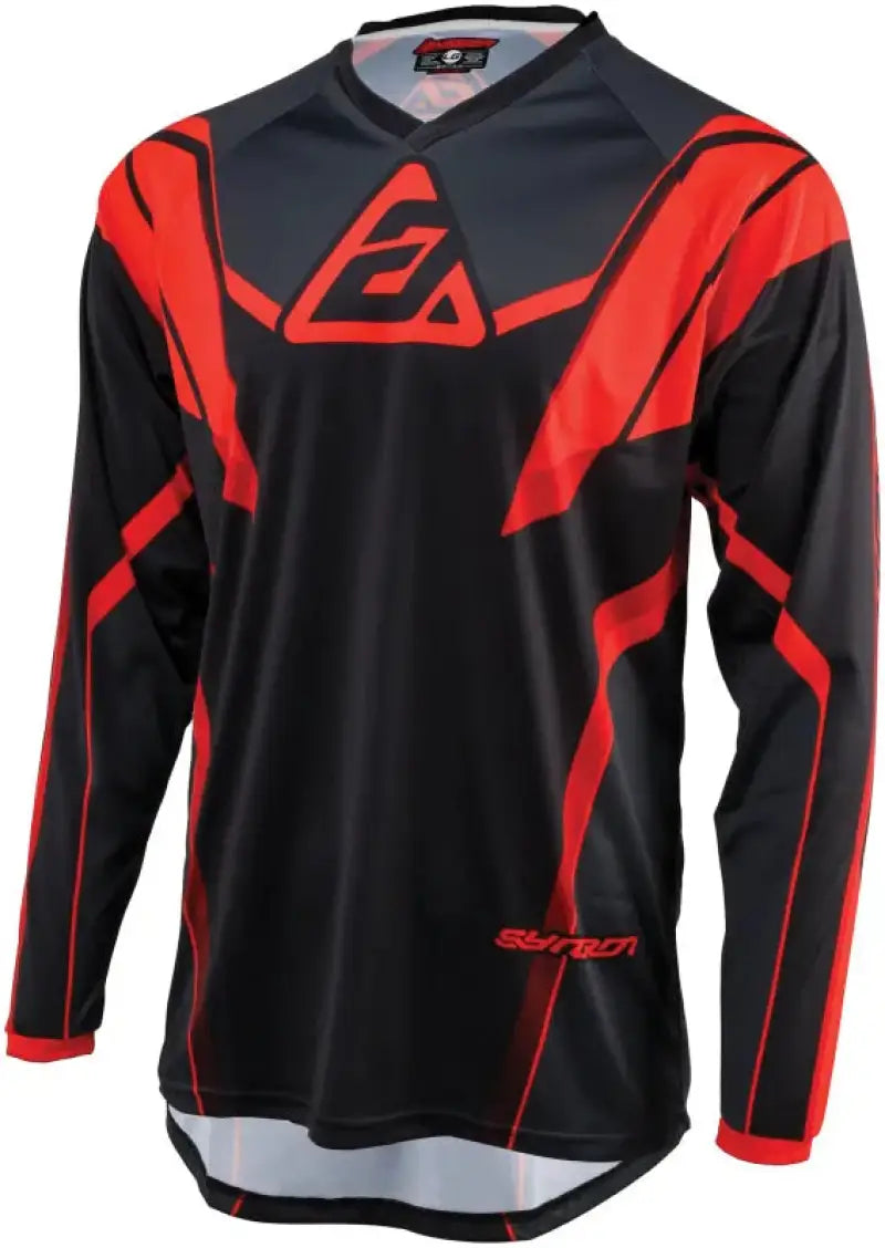 Long-sleeved black and red Syncron Envenom Jersey for youth, XL size for motocross