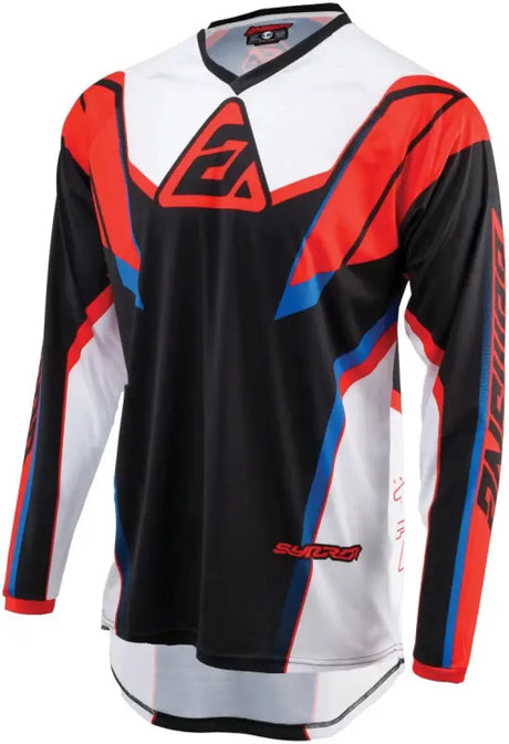 Youth Long-sleeved Syncron Envenom Jersey, Answer 25, Red White Blue motocross jersey