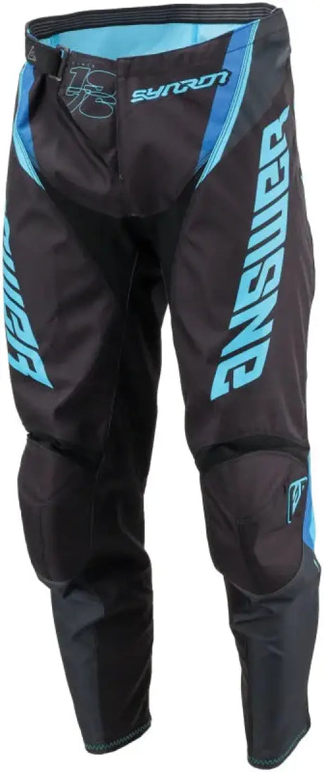Black and blue Syncron Envenom Pants for motocross riding, size 28