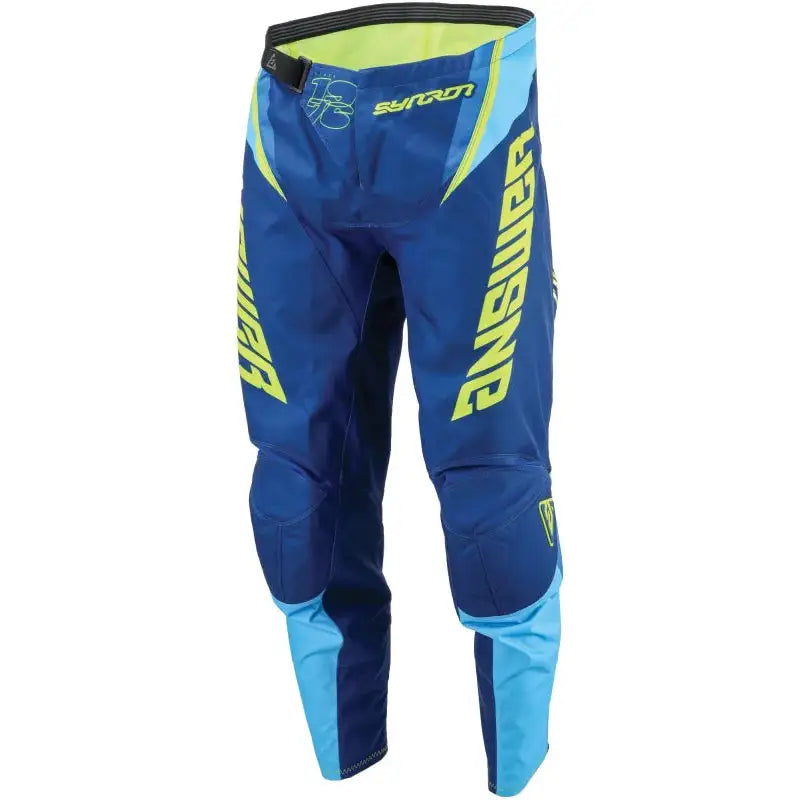 Answer Safety: Answer 25 Syncron Envenom Pants Blue/Hyper Acid Youth Size - 28