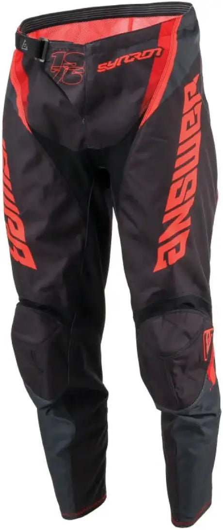 Black and red Syncron Envenom Pants with reinforced knees for youth motocross riding