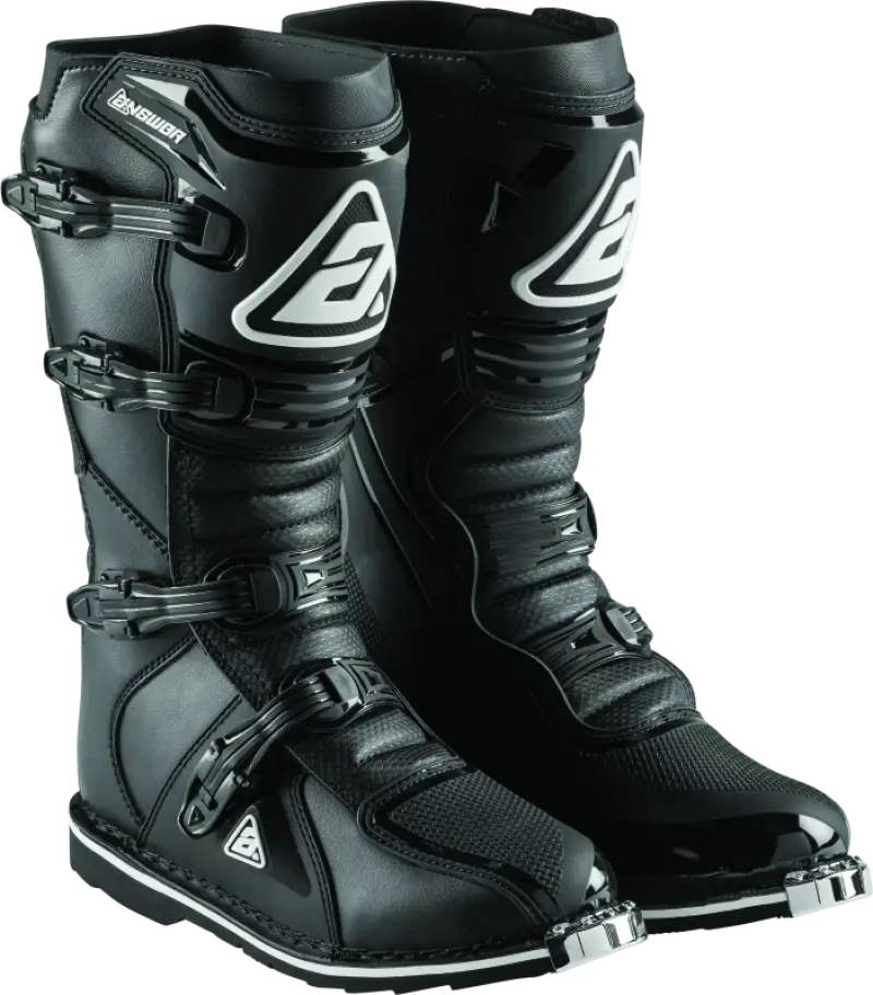 Black Answer AR1 Boot with buckle closures, perfect for motocross riding