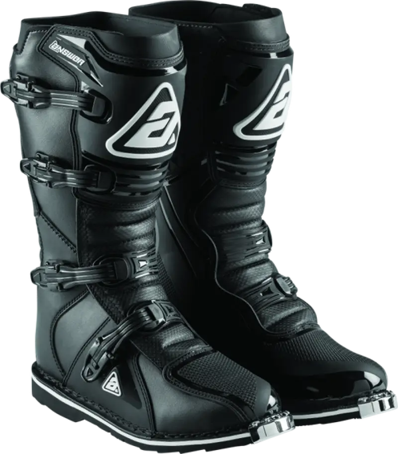 Pair of black Ar1 Boot Answer AR1 Boot Black for motocross riding