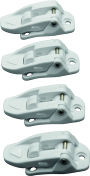 Four white plastic latches for the Answer AR1 Boot Buckle Kit, perfect answer ar1 boot upgrade