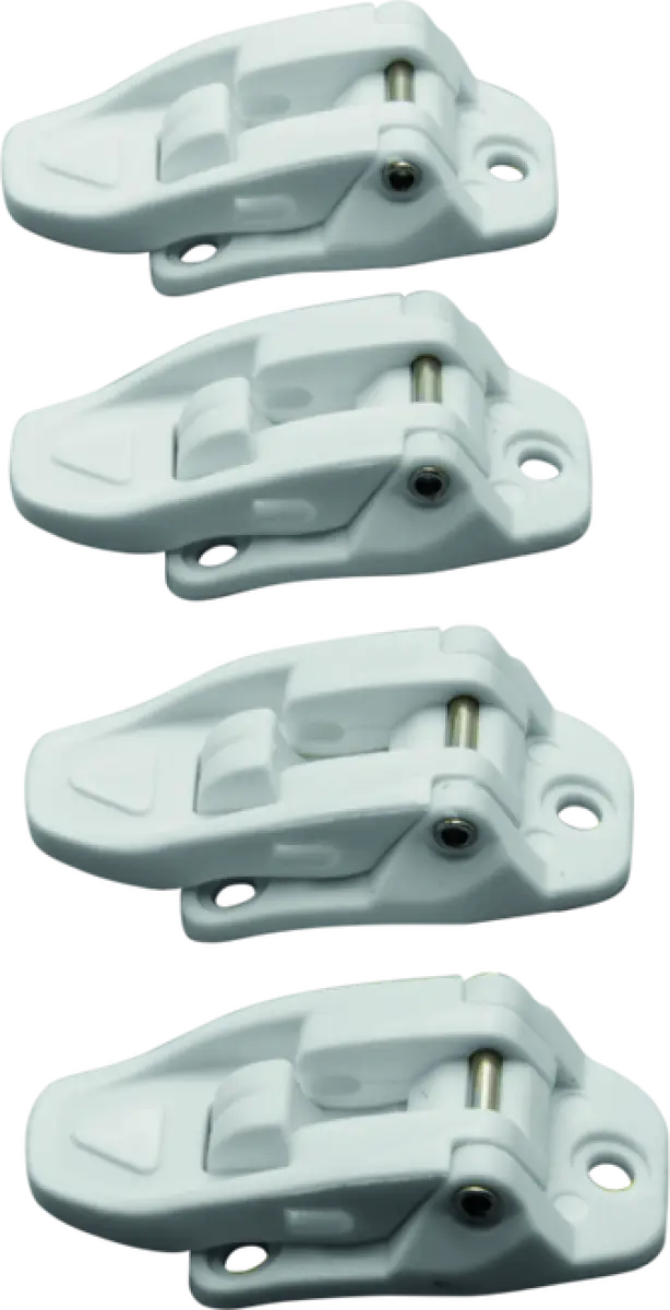 Four white plastic latches for the Answer AR1 Boot Buckle Kit, perfect answer ar1 boot upgrade