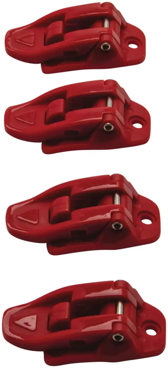 Four red toggle latches on Answer AR1 Boot Buckle Red for Youth display