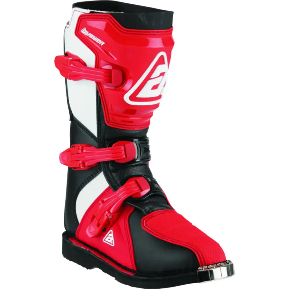 Red and black Answer AR1 Boot Buckle Youth motocross boot for riding comfort