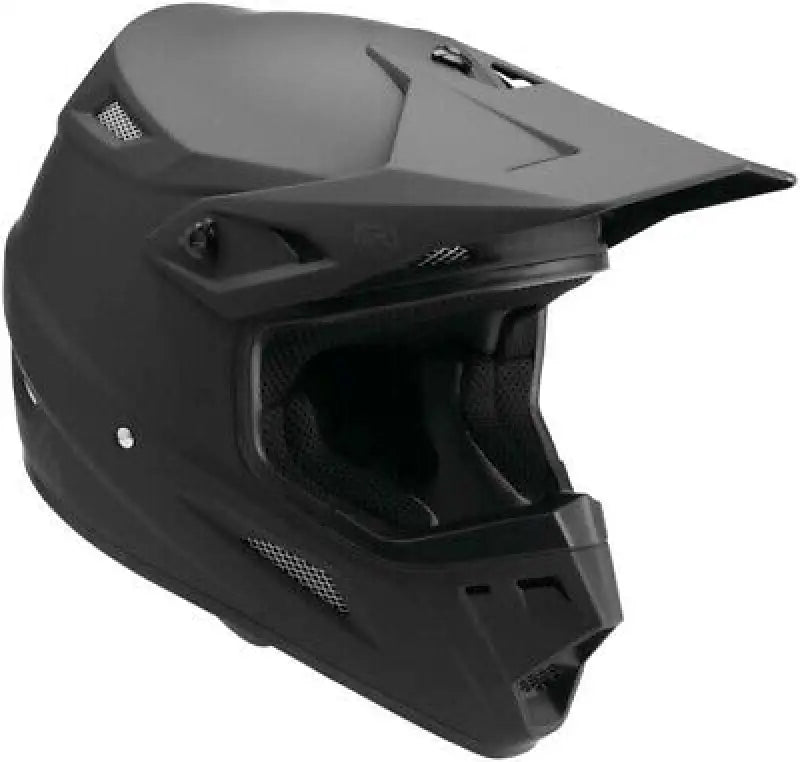 Black motocross helmet Answer AR1 Solid Helmet Matte Black Youth Medium showing ar1 solid helmet style
