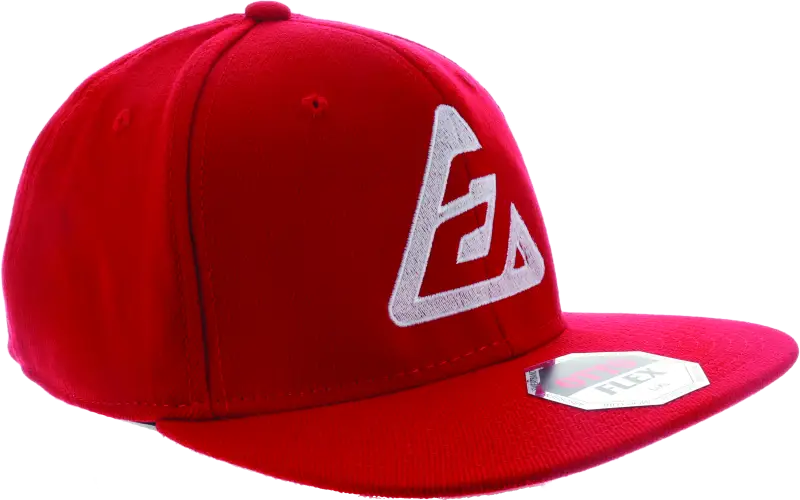 Red Answer Bold Logo Hat with white bold logo for sporty style