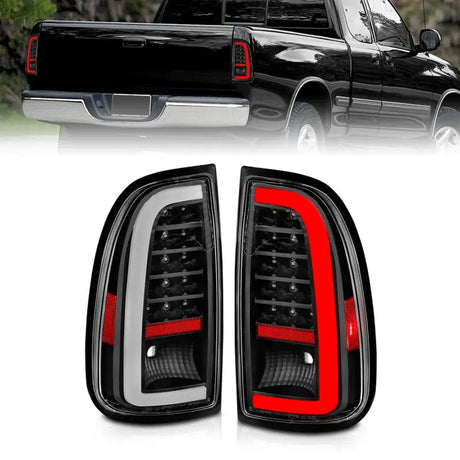 Black Toyota Tundra LED taillights with light bar and clear lens for cool style