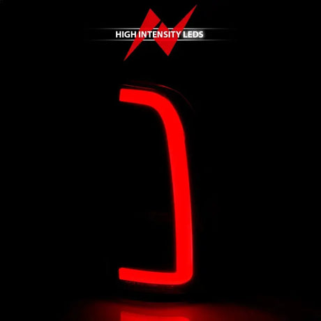Red LED light bar for Toyota Tundra LED taillights with black housing and clear lens