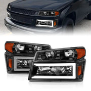 ANZO 111558 ANZO 04-12 GM Colorado/Canyon/I-Series Crystal Headlights - w/ Light Bar Black Housing 4pcs