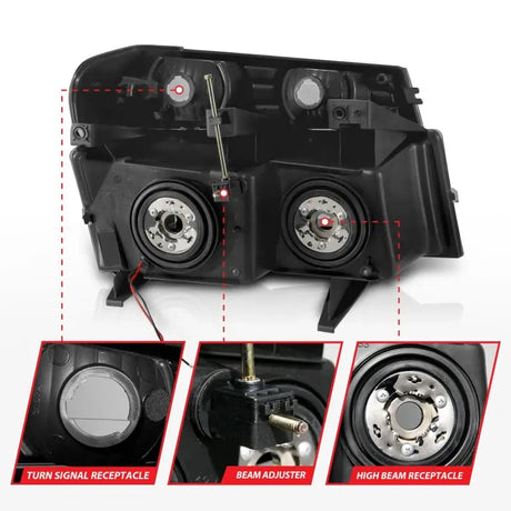 ANZO 04-12 GM Colorado/Canyon/I-Series Crystal Headlights - w/ Light Bar Black Housing 4pcs - Truck & Automotive