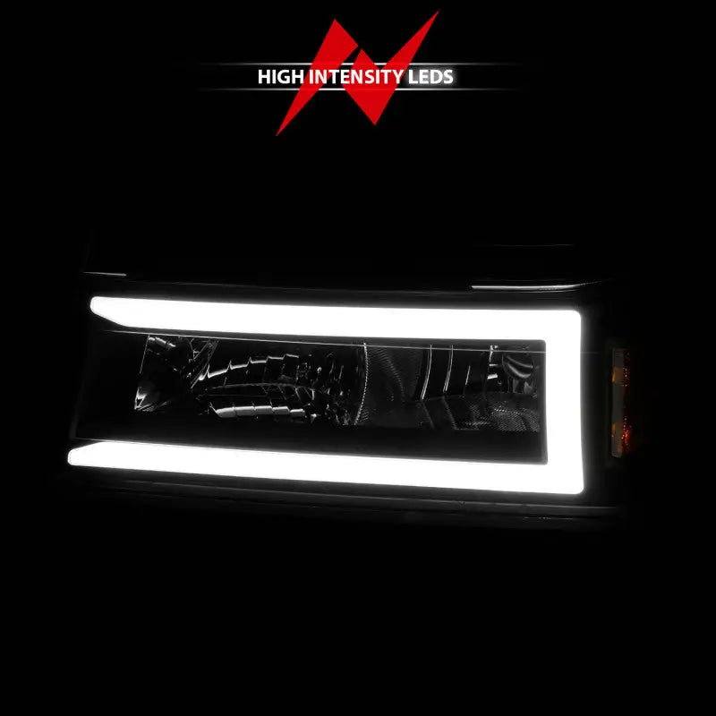 ANZO 111558 ANZO 04-12 GM Colorado/Canyon/I-Series Crystal Headlights - w/ Light Bar Black Housing 4pcs