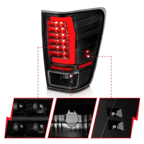 Black housing LED taillights for Nissan Titan with red light bars and LEDs