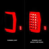 Red LED taillights for Nissan Titan with black housing showing running and brake signals