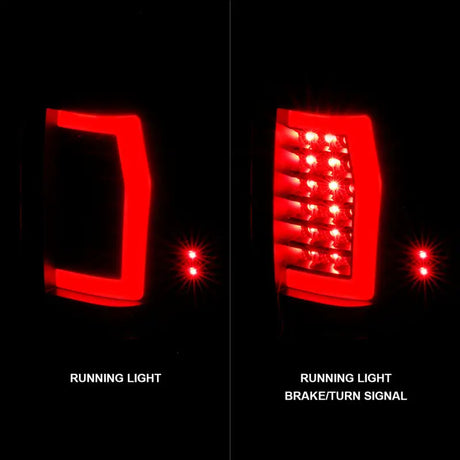 Nissan Titan LED taillights with black housing and clear lens showing running and brake signals