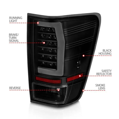 Nissan Titan black housing LED tail lights with smoke lens and safety reflector